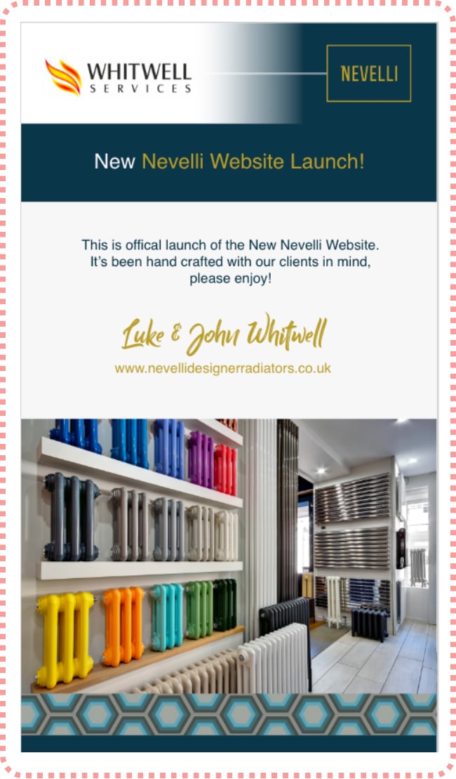WP Creative, Design and Marketing Agency Suffolk, Email Marketing Services, Branded Client Email Example